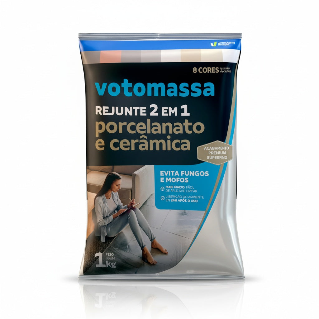 Rejunte 2 em 1 para Porcelanato e Cerâmica | Cinza Platina | 1kg