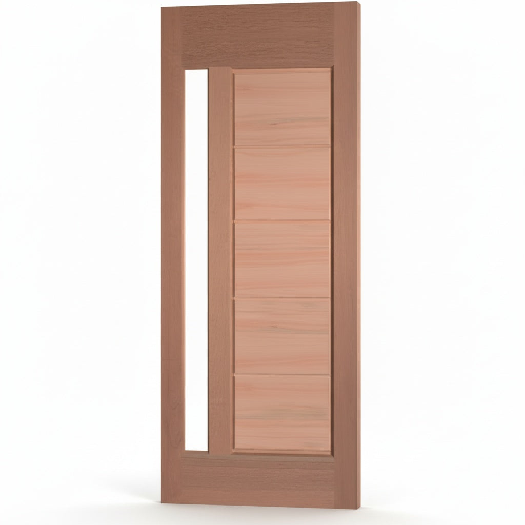 Porta Externa de Madeira Eucalipto Fingada | Ref 31 | Vidro Reto | Natural