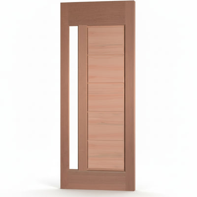 Porta Externa de Madeira Eucalipto Fingada | Ref 31 | Vidro Reto | Natural