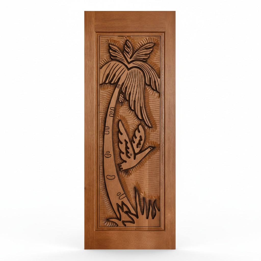 Porta Externa de Madeira Cedro Alagoano Entalhada | Ref 125 | Com Selador