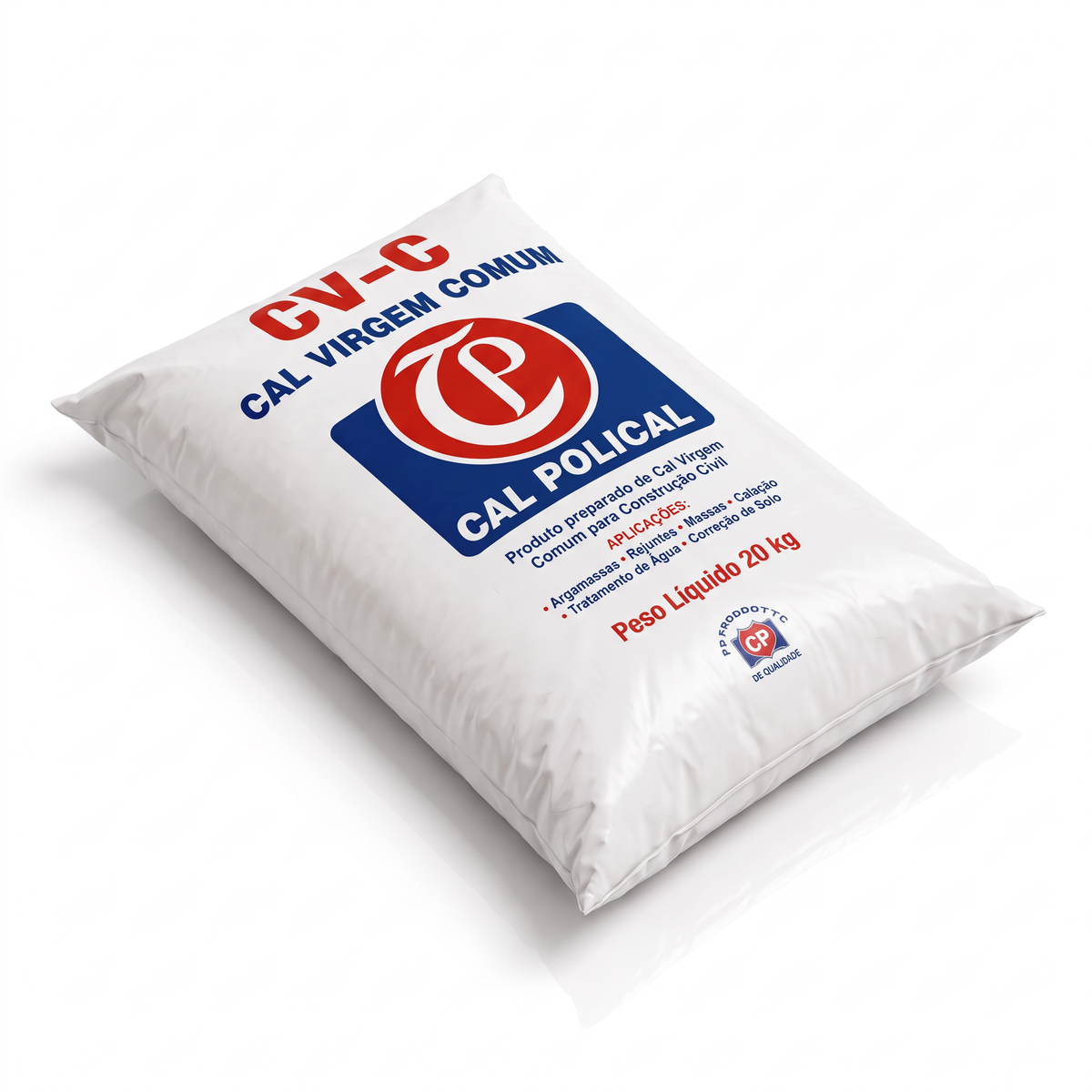 Cal virgem CVC de 20 kg, para misturas com dosagem e preparo especificados.