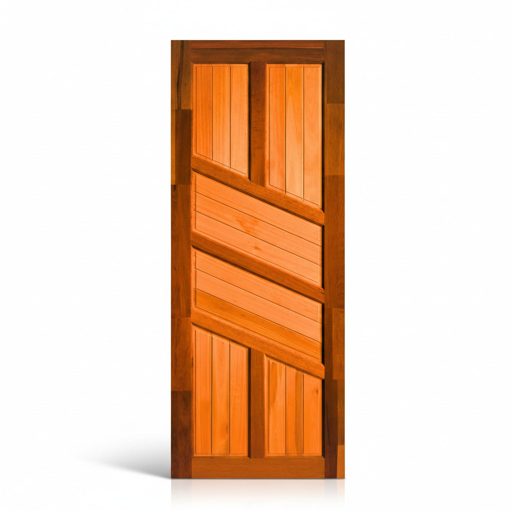 Porta Externa de Madeira Eucalipto Fingada | Ref 02 | Com Selador