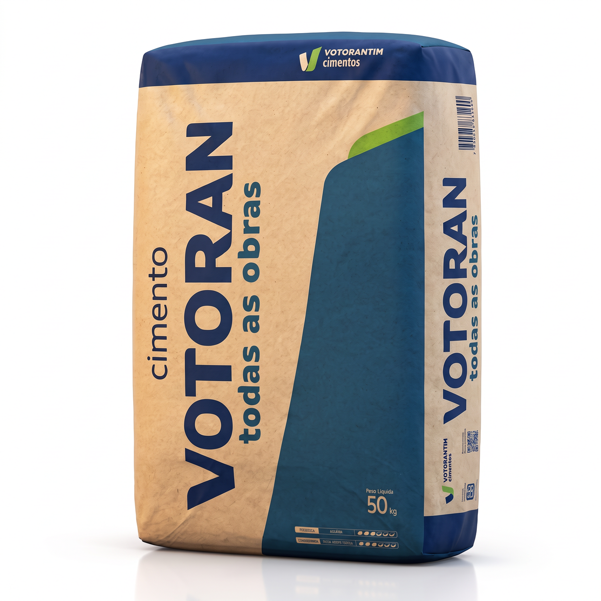 Cimento Portland CP II Votorantim de 50 kg, aglomerante para preparo de misturas na obra.