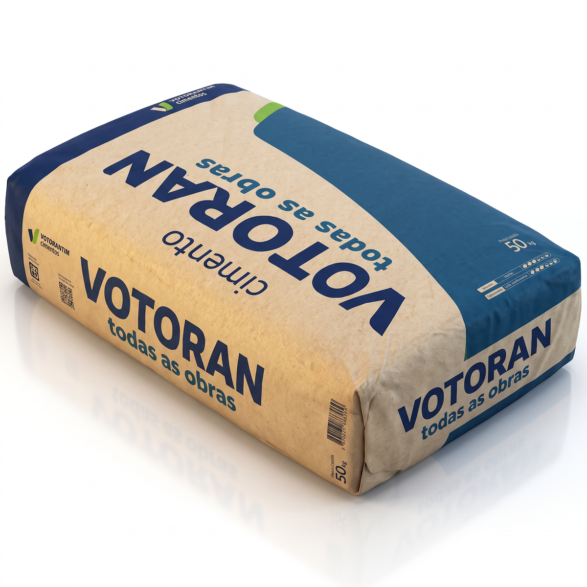 Cimento Portland CP II Votorantim de 50 kg, para preparo de argamassas com os demais insumos.
