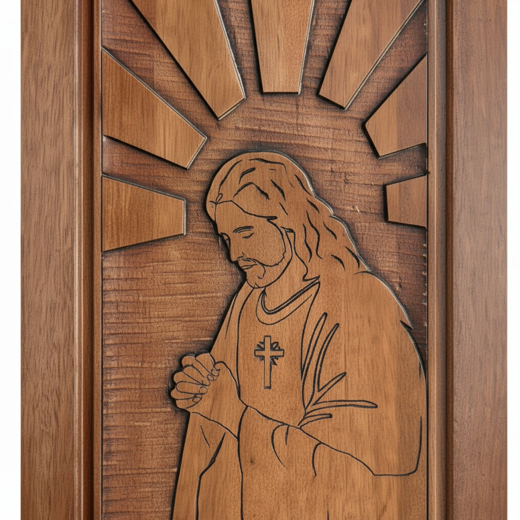 Porta Externa de Madeira Cedro Alagoano Entalhada | Ref 195 | Com Selador