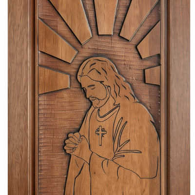 Porta Externa de Madeira Cedro Alagoano Entalhada | Ref 195 | Com Selador