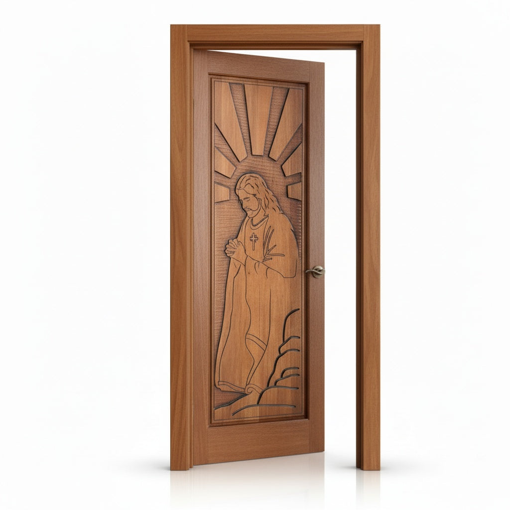 Porta Externa de Madeira Cedro Alagoano Entalhada | Ref 195 | Com Selador