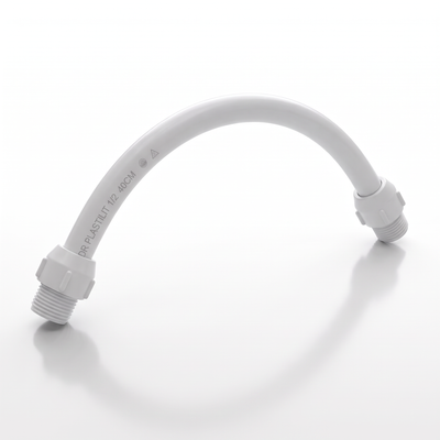 Engate flexível em PVC Plastilit, para o abastecimento de caixas de descarga compatíveis.