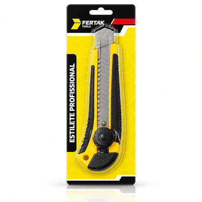 Estilete profissional Fertak de 25 mm, apresentação com uma lâmina inclusa.