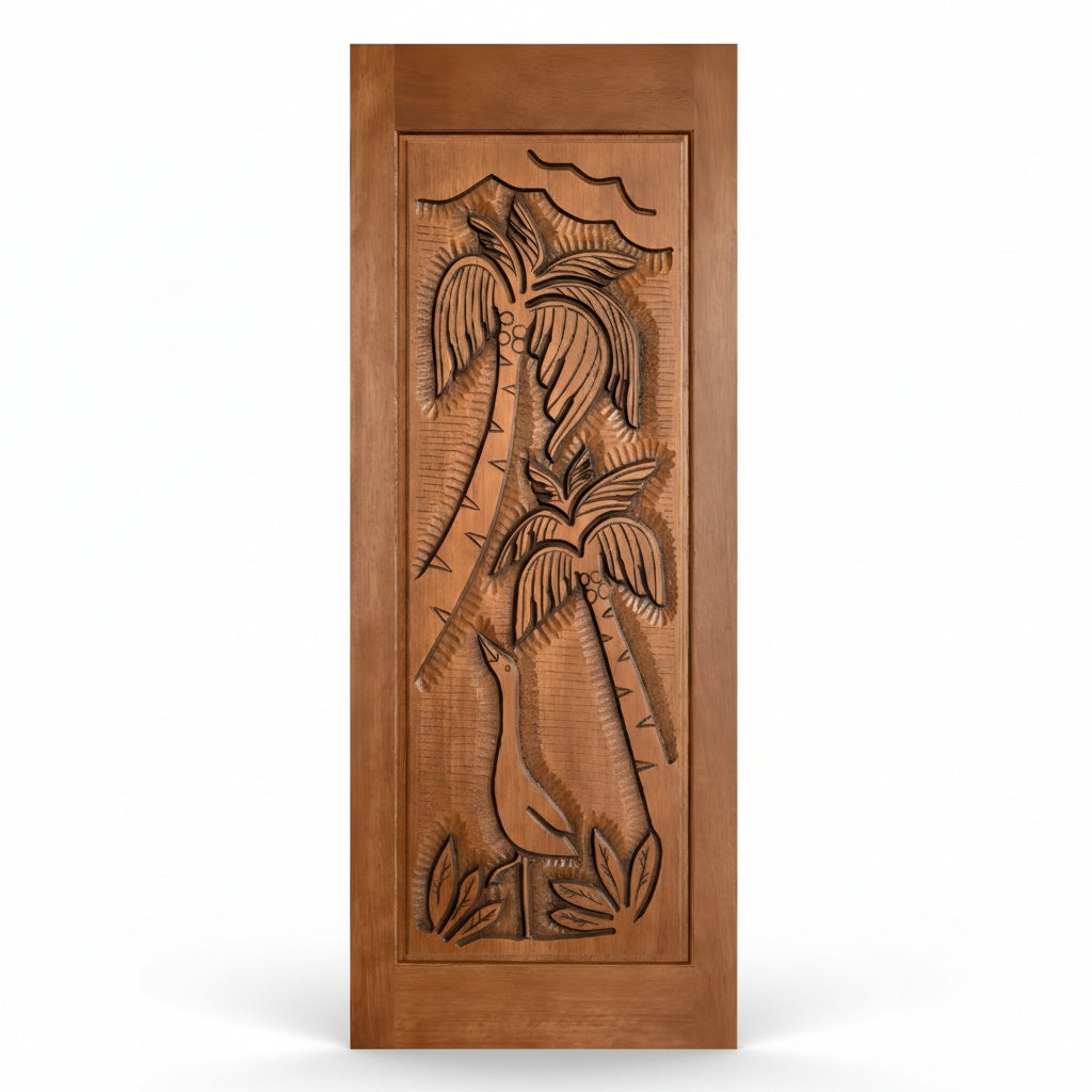 Porta Externa de Madeira Cedro Alagoano Entalhada | Ref 225 | Com Selador