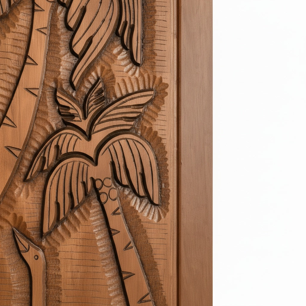 Porta Externa de Madeira Cedro Alagoano Entalhada | Ref 225 | Com Selador