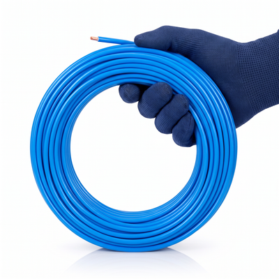 Fio flexível em rolo de 100 m, para utilização na montagem elétrica especificada.