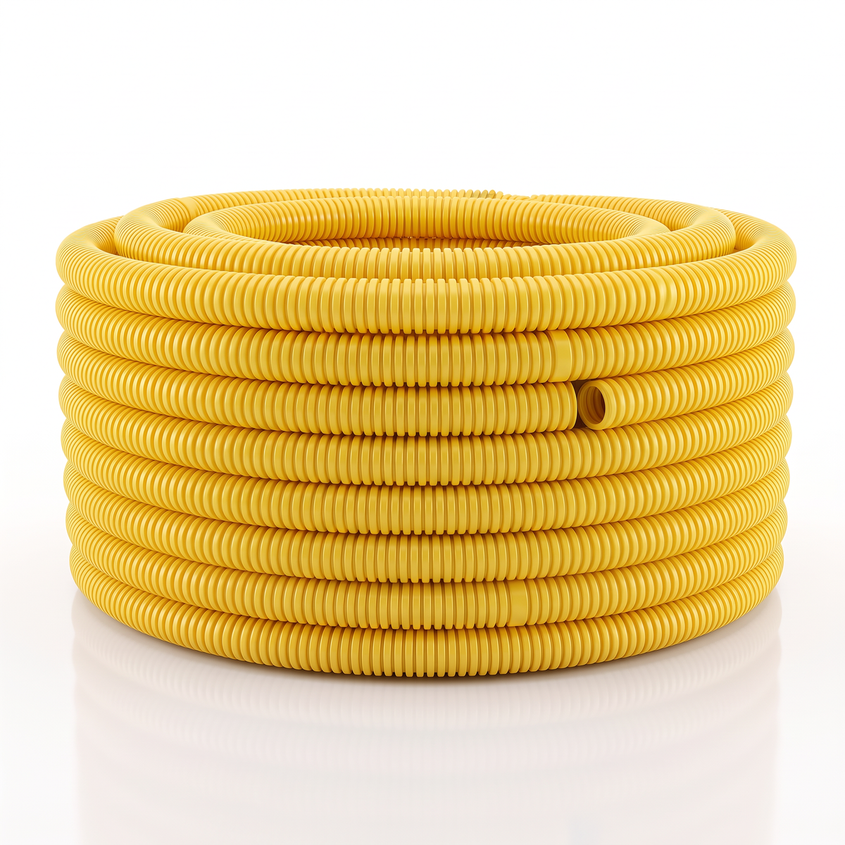 Conduíte corrugado Plastilit amarelo para passagem organizada de fios e cabos.
