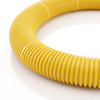 Mangueira corrugada Plastilit amarela para proteção e direcionamento de condutores elétricos.