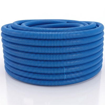 Conduíte corrugado Plastilit azul para organização e direcionamento de cabos elétricos.