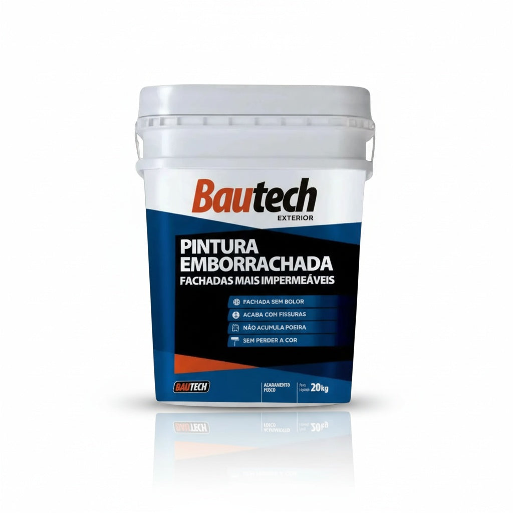 Pintura emborrachada impermeável Bautech para proteção de paredes, fachadas e superfícies externas