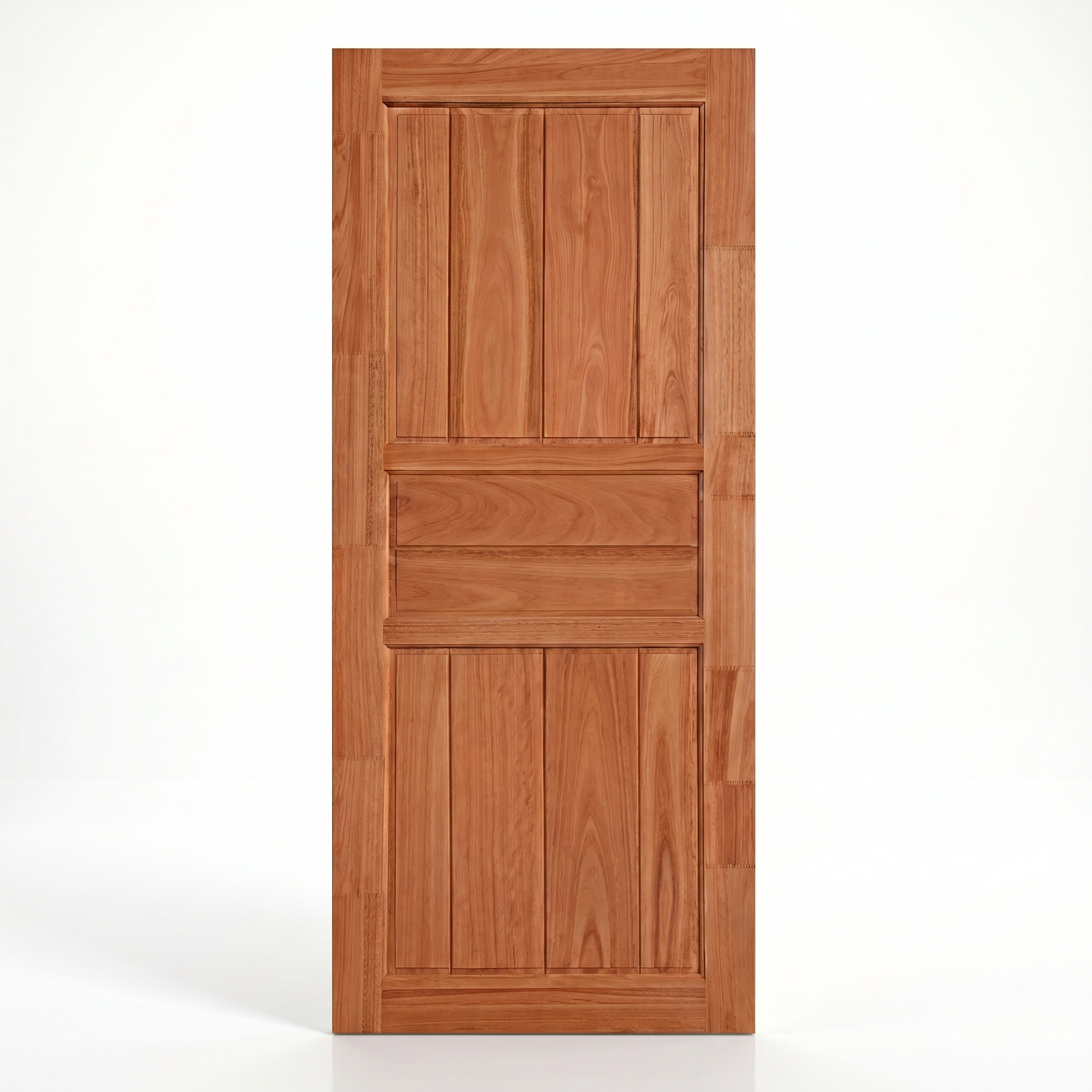 Porta externa americana de eucalipto fingado com selador Tipo 2, vista frontal do modelo clássico.