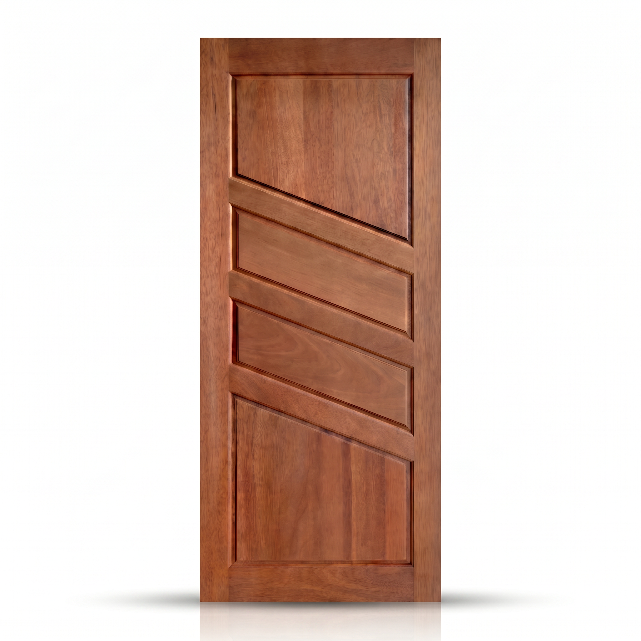 Porta externa de Cedro Alagoano com selador Ref. 11, vista frontal da folha e acabamento.
