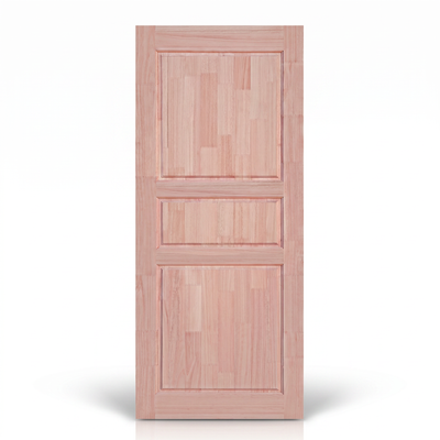 Porta externa de eucalipto fingado natural Ref. 33, vista principal do modelo.