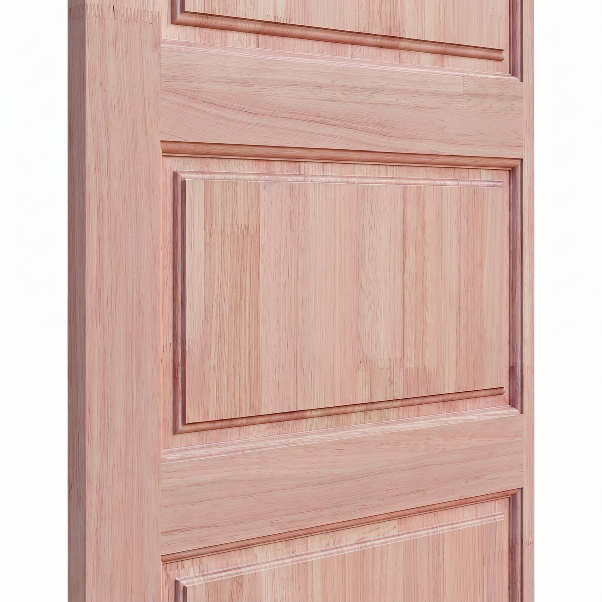 Estrutura e acabamento da porta externa de eucalipto fingado natural Ref. 33.