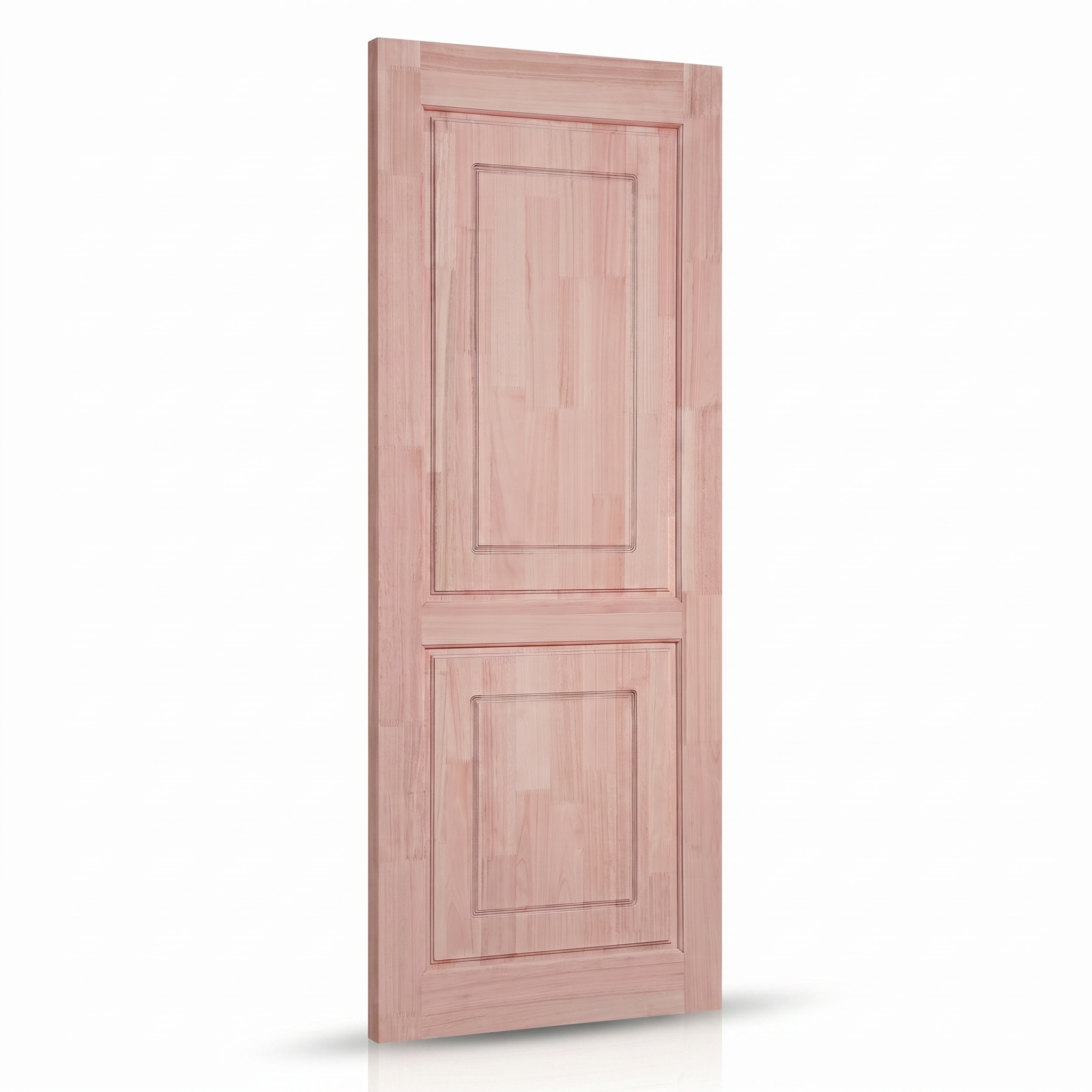 Detalhe da porta externa de eucalipto fingado natural Ref. 68, mostrando as proporções.