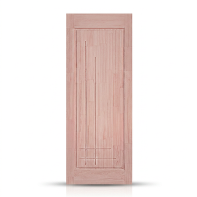 Porta externa de eucalipto fingado natural Ref. 94, vista principal da folha.