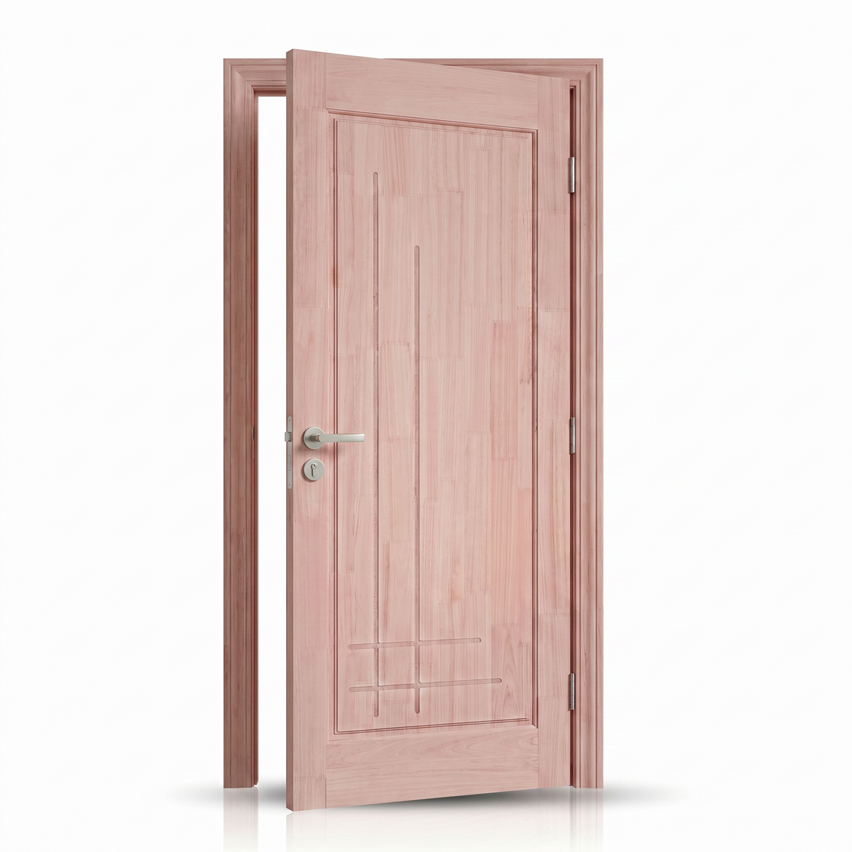 Composição da porta externa de eucalipto fingado natural Ref. 94, destacando a organização dos elementos.