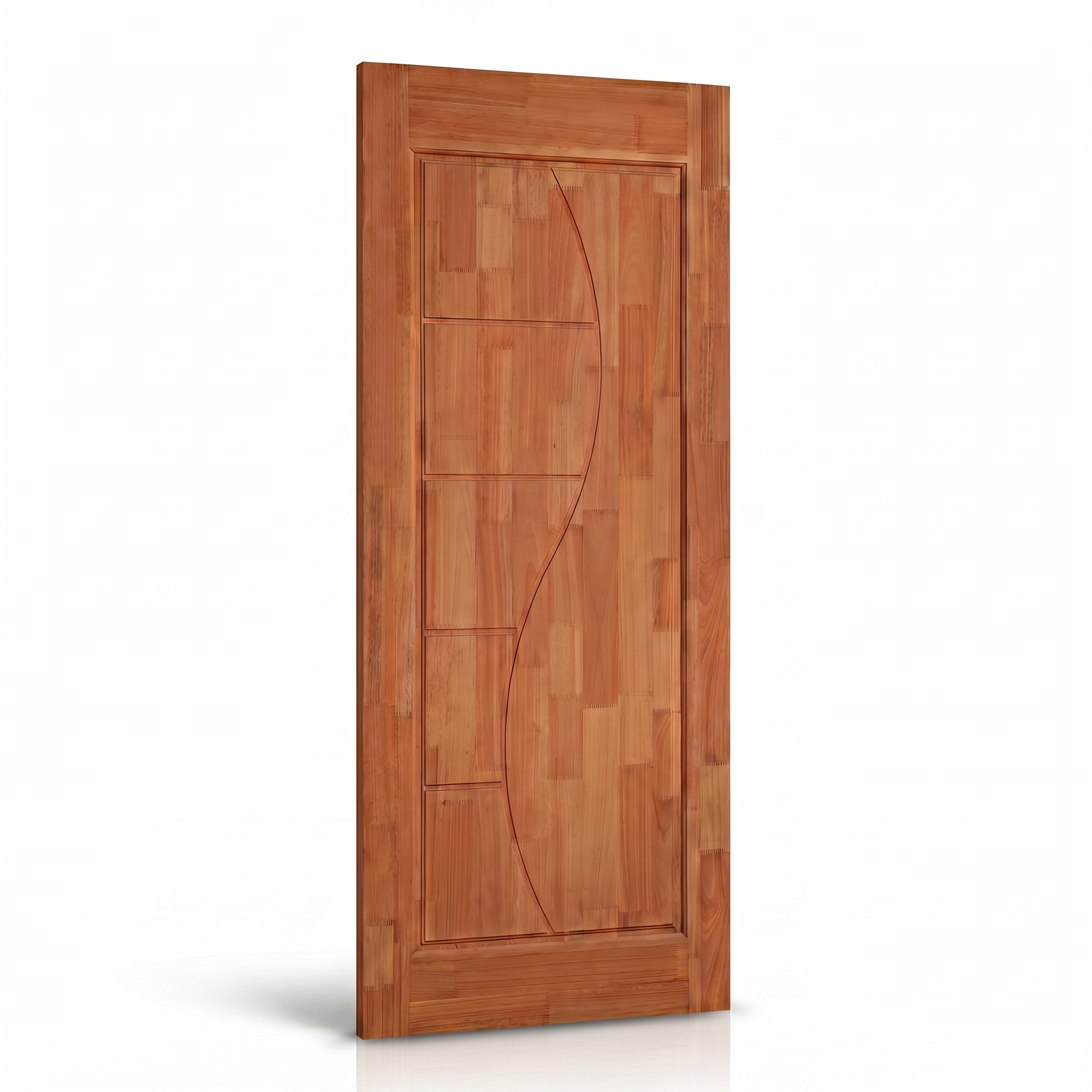 Detalhe da porta externa de eucalipto fingado com selador Ref. 96, mostrando a composição.
