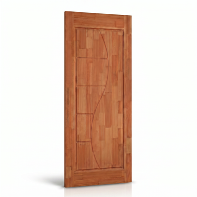 Detalhe da porta externa de eucalipto fingado com selador Ref. 96, mostrando a composição.
