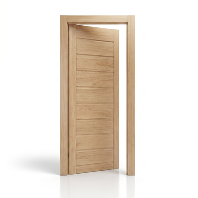 Estrutura da porta externa de Pau Brasil Tauari natural com 10 faixas Ref. 32 Pop, destacando a composição.