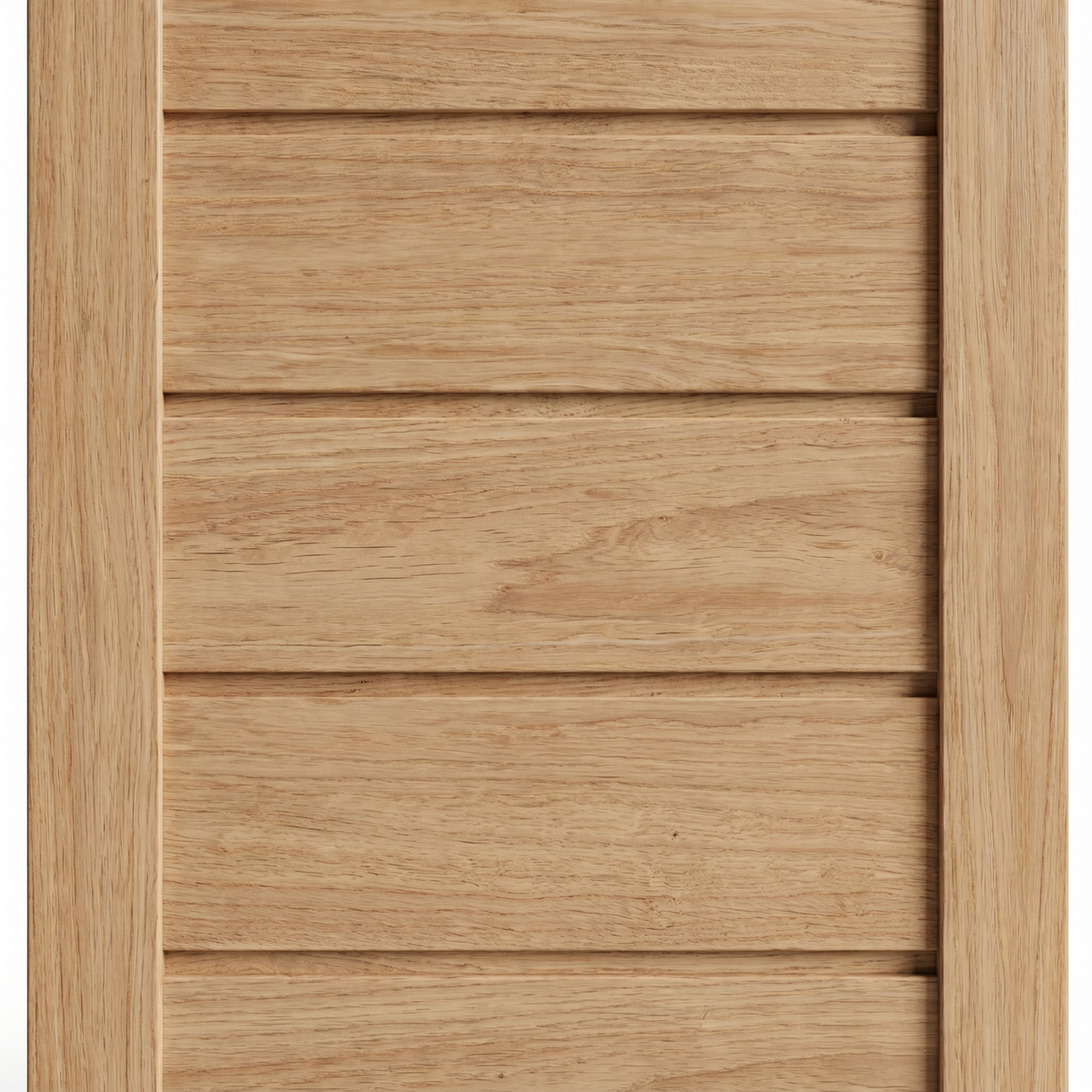 Acabamento da porta externa de Pau Brasil Tauari natural com 10 faixas Ref. 32 Pop e textura da madeira.