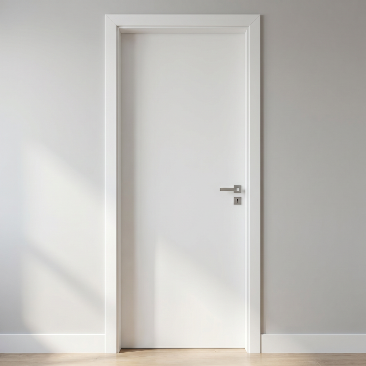 Porta interna lisa melamínica branca Diamond Bondoor, vista complementar do modelo.