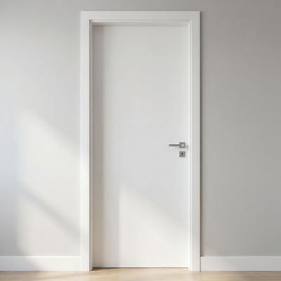 Porta interna lisa melamínica branca Diamond Bondoor, vista complementar do modelo.