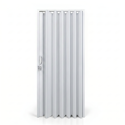Porta interna sanfonada de PVC Branco Neve Polifort, vista principal do modelo.