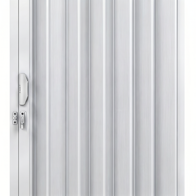 Porta sanfonada de PVC Branco Neve Polifort, detalhe do acabamento e superfície.