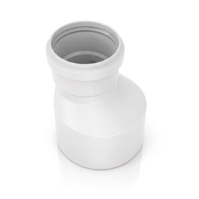 Redução excêntrica para esgoto Plastilit, conexão de geometria excêntrica para a rede sanitária.