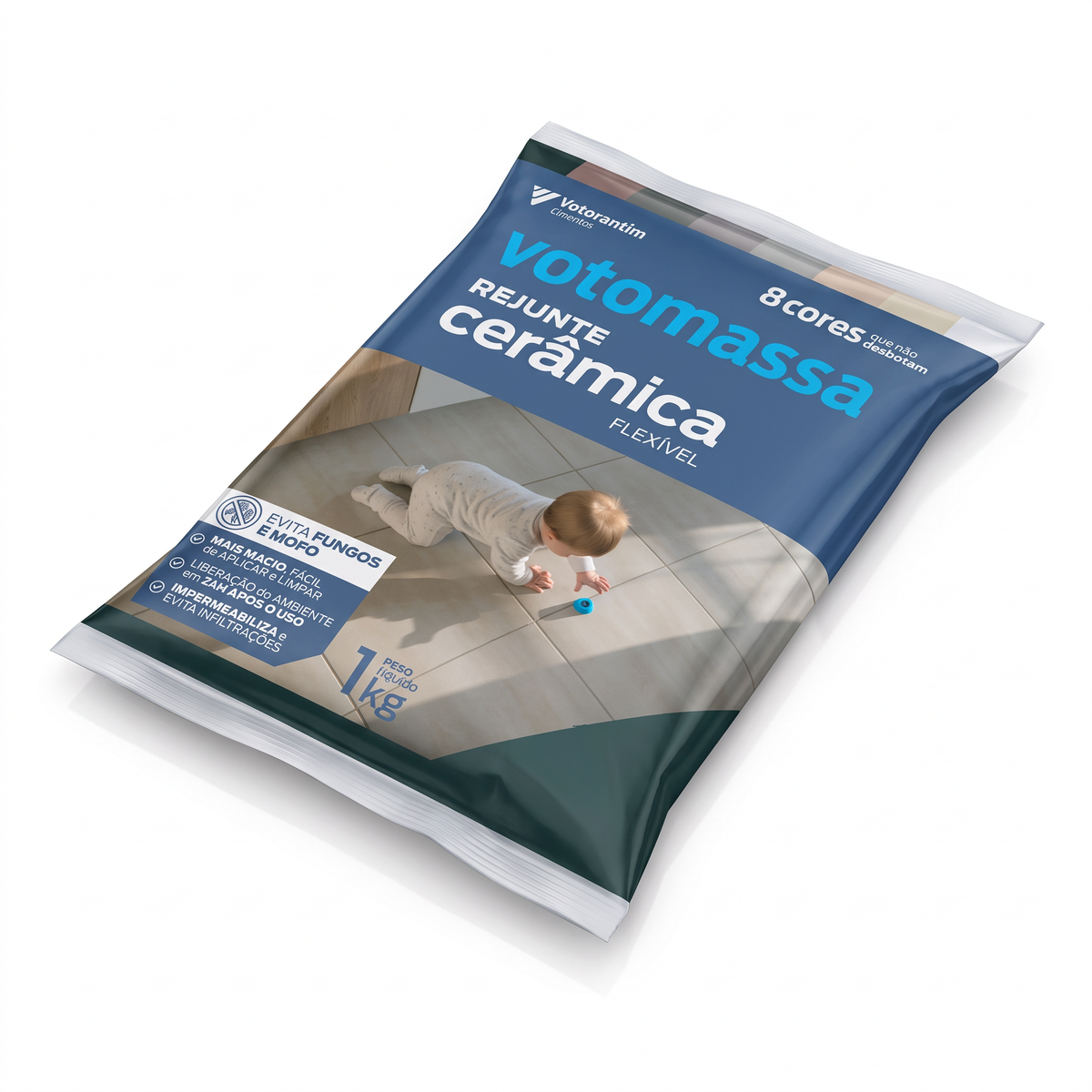 Rejunte Votomassa para cerâmica e porcelanato de 1 kg, rejuntamento de formulação resinada.