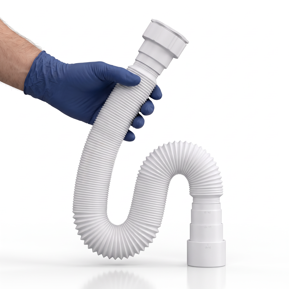 Sifão extensível universal Plastilit branco, na apresentação simples, vendida por unidade.