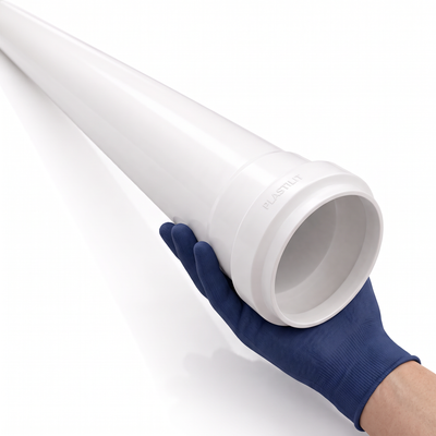 Tubo para esgoto Plastilit, para montagem com conexões da linha e bitola compatíveis.
