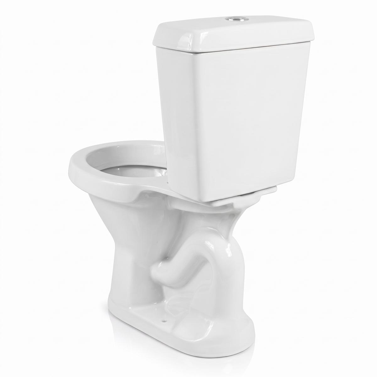 Vaso sanitário branco com caixa acoplada, para compor o conjunto de louças do banheiro.