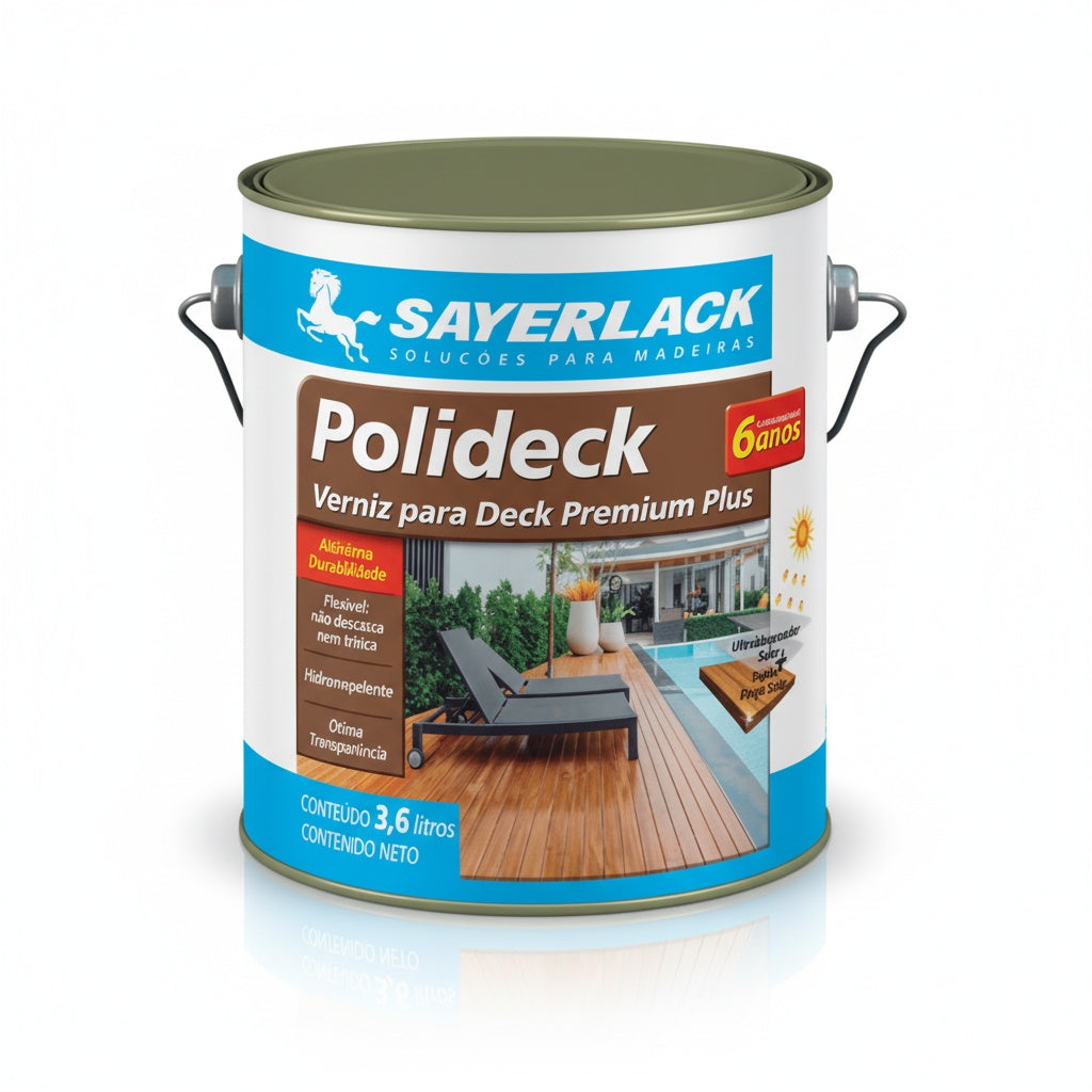Verniz Polideck natural semibrilho para proteção e acabamento de decks de madeira