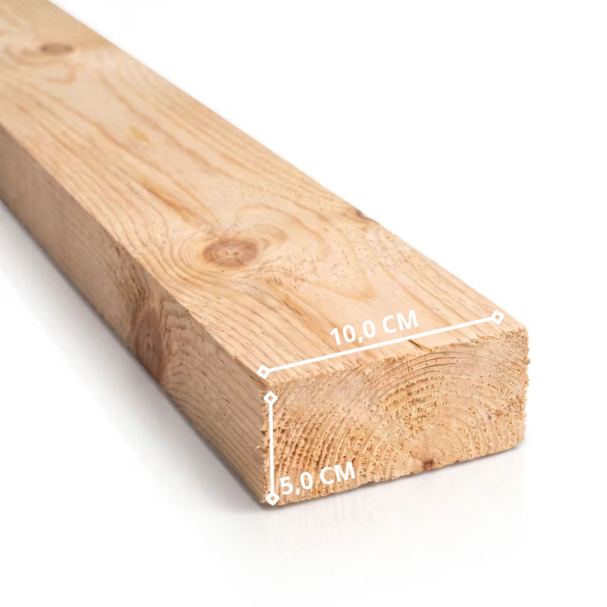 Vigota de madeira Pinus 5 x 10 cm (2x4), indicada para estruturas de telhado, coberturas e projetos construtivos.